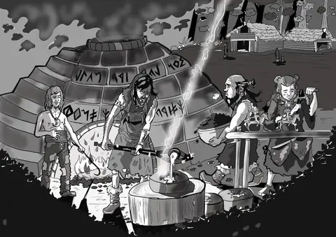 Tavola di maggio del Lunari dal Nos 2023, "La nosa storia"
