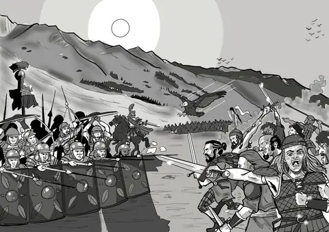 Tavola di luglio del Lunari dal Nos 2023, "La nosa storia"